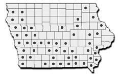 range map for the cricket frog in Iowa
