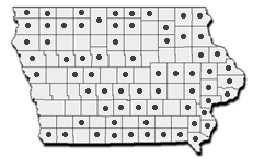 Range map of the American toad in Iowa