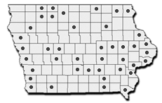 Range map for the painted turtle in Iowa